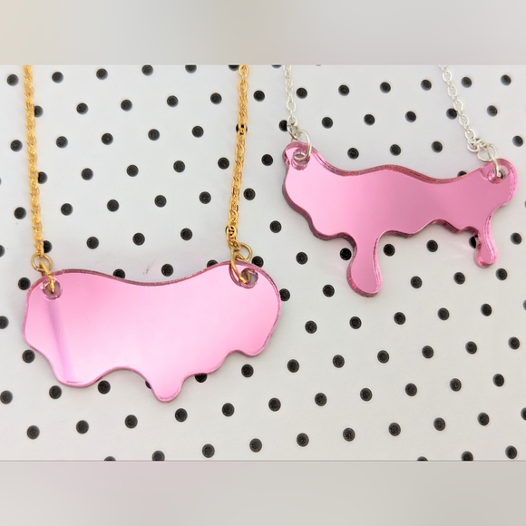 Mirror Drip Necklace + Matching Studs | Hypoallergenic - Picture 3 of 17
